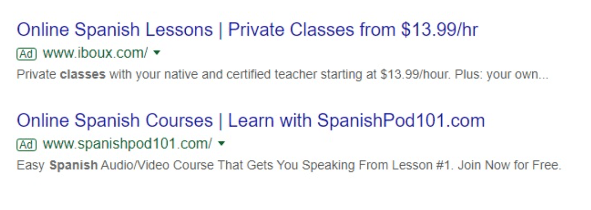 two similar ppc ads 