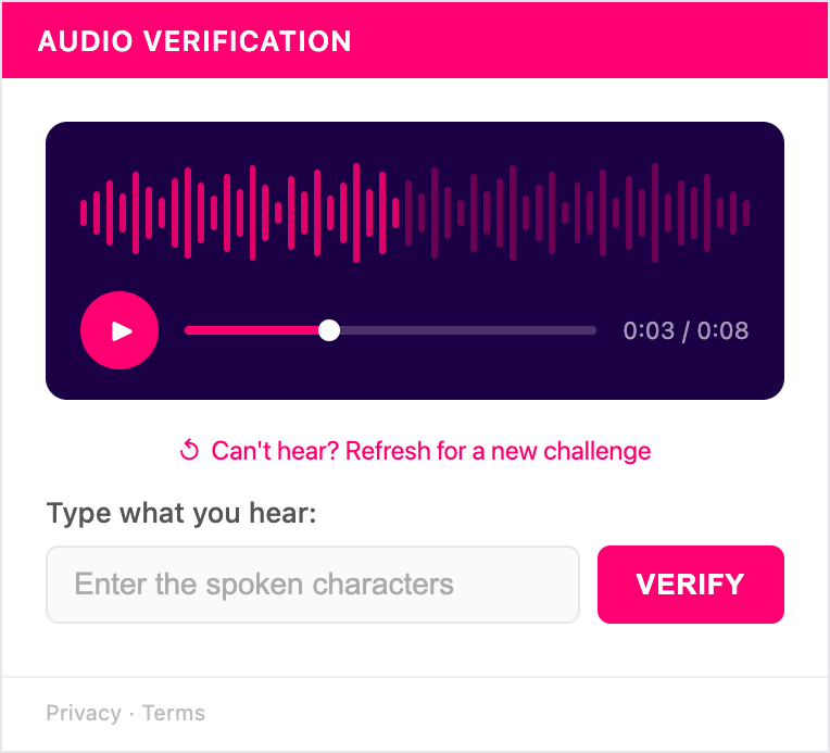 Audio CAPTCHA Example