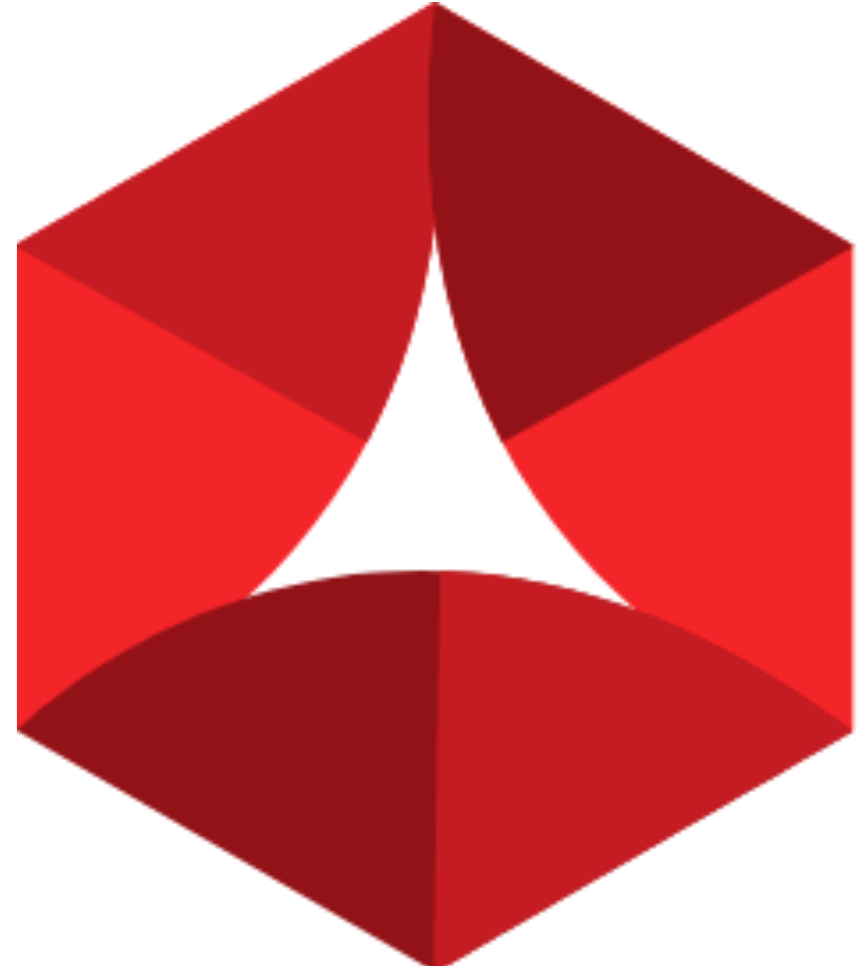 Red 3D hexagon logo with a white curved notch in the center.
