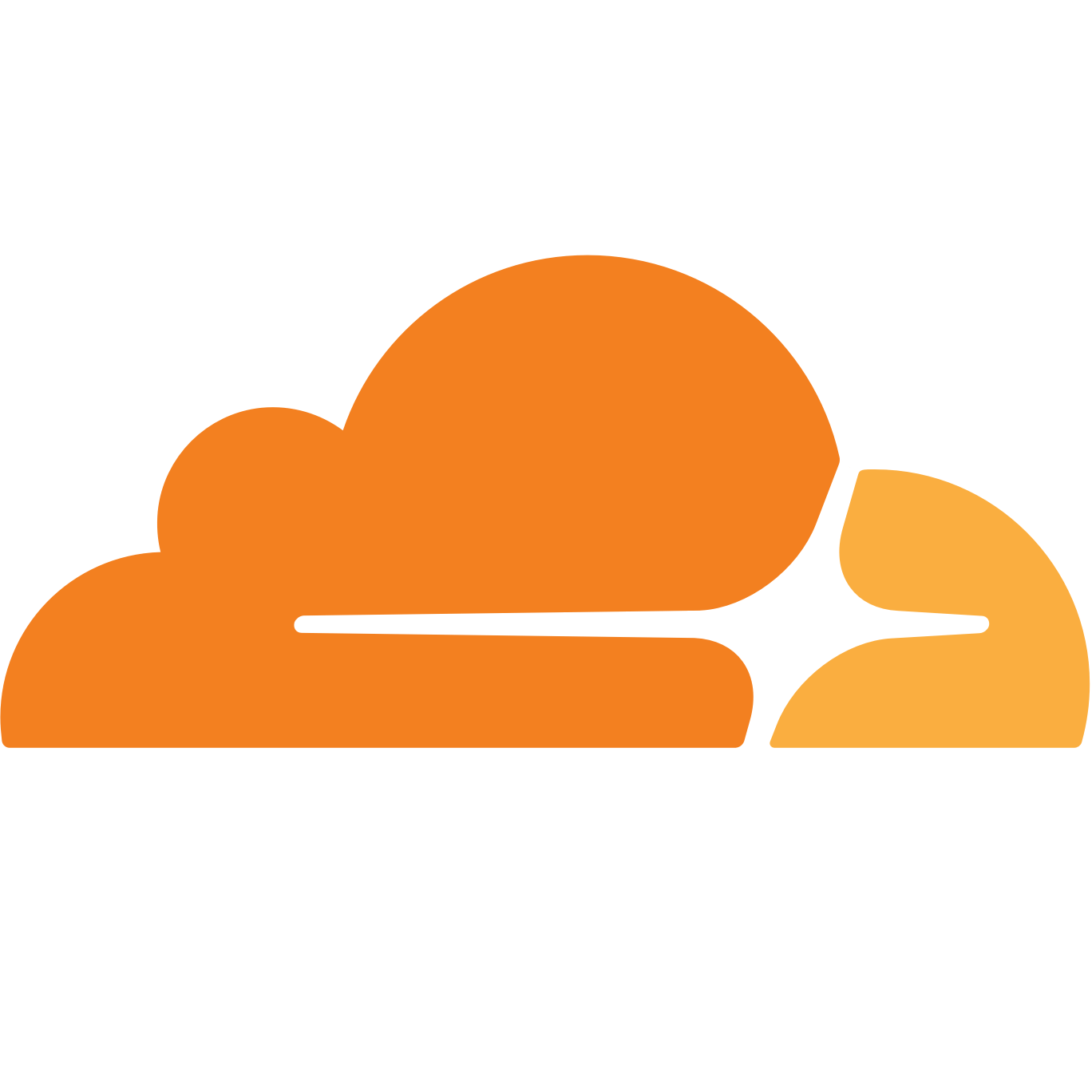 Orange cloud icon featuring a white lightning-flash crossing through its center.